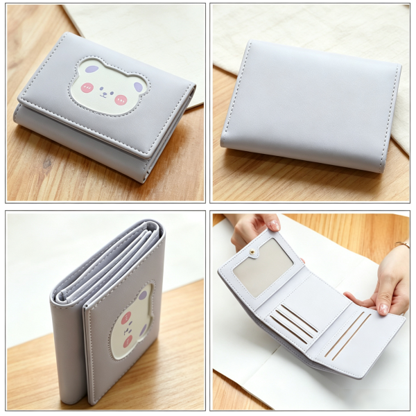 3 Women's Press Button Bear Cartoon Coin Purse