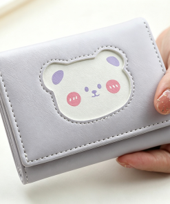 4 Women's Press Button Bear Cartoon Coin Purse