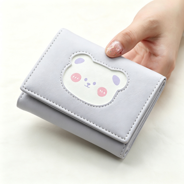 5 Women's Press Button Bear Cartoon Coin Purse